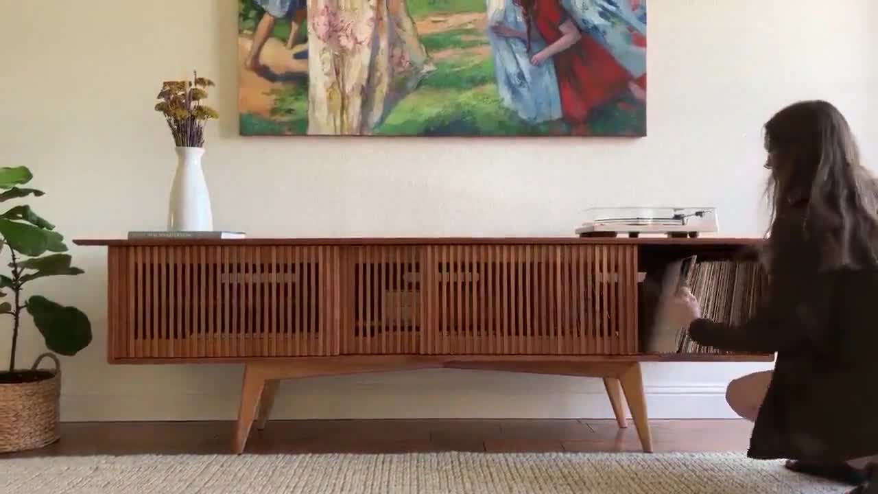 The Louvre | Mid-century Modern Media Console | Solid Wood Record